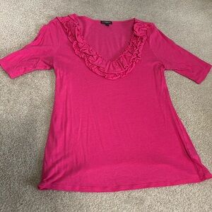 Express Blouse, Ruffled Neckline, Half Sleeve, Pink, Women’s Size Medium